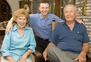 Family Legacy Video president Steve Pender with two satisfied Family Legacy Video clients.